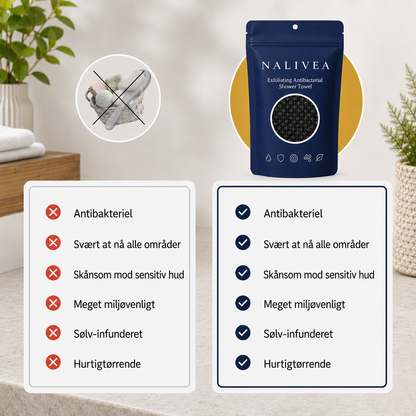 Eksfolierende antibakterielt badehåndklæde